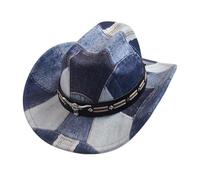EWUHYFP Sombrero Cowboy Sombrero vaquero vintage for hombre, de ala ancha, estilo jazz, vaquera panamá Retro(Color-01)