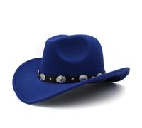 EWUHYFP Sombrero Cowboy Sombreros de vaquero for hombre y mujer, sombreros Panamá ala ancha, Fedora, Trilby Jazz, viaje fiestas Retro(Blue,53-54CM)