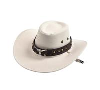 EWUHYFP Sombrero Cowboy Sombreros de vaquero vintage gran borde for caballero, sombrero vaquera, jazz, fiesta, cosplay Retro(Ivory)