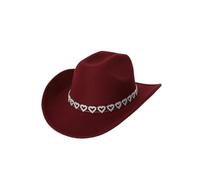 EWUHYFP Sombrero Cowboy Spring Summer Western Cowboy Hats Sunblock Sunhat Riding Prairie Leather Jazz Hat Adjustable Retro(Red)