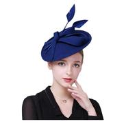 EWUHYFP Sombrero De Boda Elegantes sombreros Fedora for mujer, tocados de boda, tipo pastillero rojos y azules, Derby formales for dama(Blue Fascinator Hat)