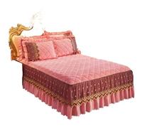 EWUHYFP Super Soft Thick Flannel Quilted Bedspread Winter Quick Warm Velvet Bed Skirt Anti-Slip Cover Not Included Pillowcase(Color3,1pc 120x200x45cm)