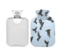 Ewusp Black Bird - Botella de agua caliente con funda, bolsa de agua caliente de 2 litros para aliviar el dolor de cuello, hombros, calambres menstruales, calentador de manos y pies, compresa caliente