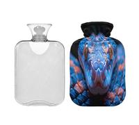 Ewusp Blue Snake - Botella de agua caliente con funda, bolsa de agua caliente de 2 litros para aliviar el dolor de cuello, hombros, calambres menstruales, calentador de manos y pies, compresa caliente