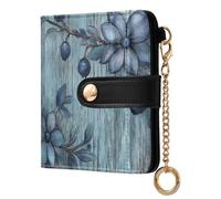 Ewusp Blueberry - Cartera de piel sintética para mujer, con bloqueo RFID, plegable, compacta, con bolsillo para monedas y ventana de identificación