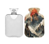 Ewusp Bohemian Mountain - Botella de agua caliente con funda, bolsa de agua caliente de 2 litros para aliviar el dolor de cuello, hombros, calambres menstruales, calentador de manos y pies, compresa