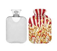 Ewusp Bolsa de agua caliente con diseño de rayas de palomitas de maíz con funda, bolsa de agua caliente de 1 litro para aliviar el dolor de cuello, hombros, calambres menstruales, calentador de manos