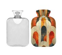 Ewusp Bolsa de agua caliente con estampado étnico con funda, bolsa de agua caliente de 2 litros para aliviar el dolor de cuello, hombros, calambres menstruales, calentador de manos y pies, compresa