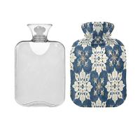 Ewusp Bolsa de agua caliente con estampado étnico vintage con funda, bolsa de agua caliente de 1 litro para aliviar el dolor de cuello, hombros, calambres menstruales, calentador de manos y pies,