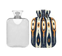 Ewusp Bolsa de agua caliente con estampado étnico vintage con funda, bolsa de agua caliente de 1 litro para aliviar el dolor de cuello, hombros, calambres menstruales, calentador de manos y pies,