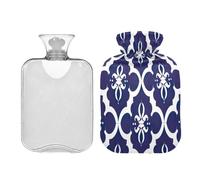 Ewusp Bolsa de agua caliente con estampado étnico vintage con funda, bolsa de agua caliente de 1 litro para aliviar el dolor de cuello, hombros, calambres menstruales, calentador de manos y pies,