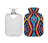 Ewusp Bolsa de agua caliente con estampado étnico vintage con funda, bolsa de agua caliente de 1 litro para aliviar el dolor de cuello, hombros, calambres menstruales, calentador de manos y pies,