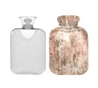 Ewusp Bolsa de agua caliente con fondo vintage con funda, bolsa de agua caliente de 1 litro para aliviar el dolor de cuello, hombros, calambres menstruales, calentador de manos y pies, compresa