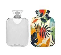 Ewusp Bolsa de agua caliente con tapa, bolsa de agua caliente de 2 litros para aliviar el dolor de cuello, hombros, calambres menstruales, calentador de pies de mano, compresa caliente y terapia de