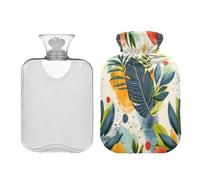 Ewusp Bolsa de agua caliente con tapa, bolsa de agua caliente de 2 litros para aliviar el dolor de cuello, hombros, calambres menstruales, calentador de pies de mano, compresa caliente y terapia de