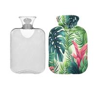 Ewusp Bolsa de agua caliente con tapa, bolsa de agua caliente de 2 litros para aliviar el dolor de cuello, hombros, calambres menstruales, calentador de pies de mano, compresa caliente y terapia de
