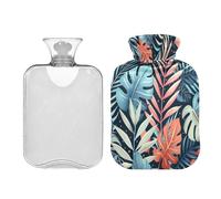 Ewusp Bolsa de agua caliente con tapa, bolsa de agua caliente de 2 litros para aliviar el dolor de cuello, hombros, calambres menstruales, calentador de pies de mano, compresa caliente y terapia de