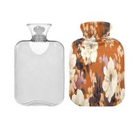 Ewusp Bolsa de agua caliente de flores coloridas con funda, bolsa de agua caliente de 1 litro para aliviar el dolor de cuello, hombros, calambres menstruales, calentador de manos y pies, compresa