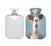 Ewusp Bolsa de agua caliente de oveja linda con funda, bolsa de agua caliente de 1 litro para aliviar el dolor de cuello, hombros, calambres menstruales, calentador de pies de mano, compresa caliente