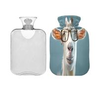 Ewusp Bolsa de agua caliente de oveja linda con funda, bolsa de agua caliente de 1 litro para aliviar el dolor de cuello, hombros, calambres menstruales, calentador de pies de mano, compresa caliente