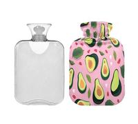 Ewusp Bonita botella de agua caliente con tapa, bolsa de agua caliente de 1 litro para aliviar el dolor de cuello, hombros, calambres menstruales, calentador de pies de mano, compresa caliente y