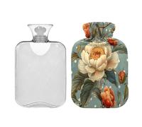 Ewusp Bonita botella de agua caliente con tapa, bolsa de agua caliente de 2 litros para aliviar el dolor de cuello, hombros, calambres menstruales, calentador de manos y pies, compresa caliente y