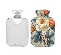 Ewusp Bonita botella de agua caliente con tapa, bolsa de agua caliente de 2 litros para aliviar el dolor de cuello, hombros, calambres menstruales, calentador de manos y pies, compresa caliente y