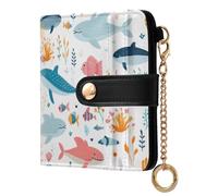 Ewusp Bonitas carteras de ballena para mujer, de piel sintética, con bloqueo RFID, plegable, compacta, con bolsillo para monedas y ventana de identificación