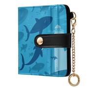Ewusp Bonitas carteras de ballenas para mujer, de piel sintética, con bloqueo RFID, cartera plegable compacta con bolsillo para monedas y ventana de identificación