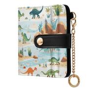 Ewusp Bonitas carteras de dinosaurio para mujer, de piel sintética, con bloqueo RFID, plegable, compacta, con bolsillo para monedas y ventana de identificación