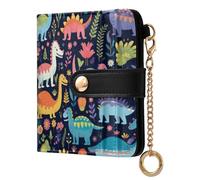 Ewusp Bonitas carteras de dinosaurio para mujer, de piel sintética, con bloqueo RFID, plegable, compacta, con bolsillo para monedas y ventana de identificación