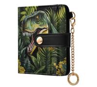 Ewusp Bonitas carteras de dinosaurio para mujer, de piel sintética, con bloqueo RFID, plegable, compacta, con bolsillo para monedas y ventana de identificación