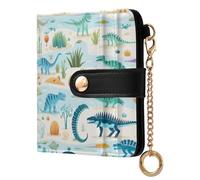 Ewusp Bonitas carteras de dinosaurio para mujer, de piel sintética, con bloqueo RFID, plegable, compacta, con bolsillo para monedas y ventana de identificación