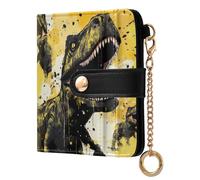 Ewusp Bonitas carteras de dinosaurio para mujer, de piel sintética, con bloqueo RFID, plegable, compacta, con bolsillo para monedas y ventana de identificación