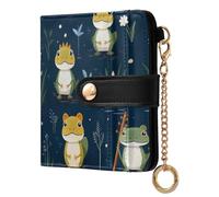 Ewusp Bonitas carteras de rana para mujer, de piel sintética, con bloqueo RFID, cartera plegable compacta con bolsillo para monedas y ventana de identificación