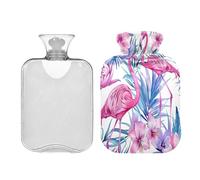Ewusp Botella de agua caliente con funda, bolsa de agua caliente de 1 litro para aliviar el dolor de cuello, hombros, calambres menstruales, calentador de pies de manos, compresa caliente y terapia de