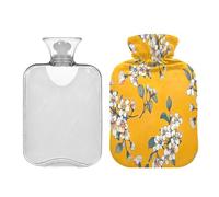 Ewusp Botella de agua caliente con funda, bolsa de agua caliente de 1 litro para aliviar el dolor de cuello, hombros, calambres menstruales, calentador de pies de mano, compresa caliente y terapia de