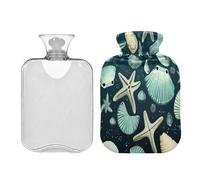 Ewusp Botella de agua caliente con funda, bolsa de agua caliente de 1 litro para aliviar el dolor de cuello, hombros, calambres menstruales, calentador de pies de mano, compresa caliente y terapia de