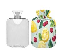 Ewusp Botella de agua caliente con funda, bolsa de agua caliente de 1 litro para aliviar el dolor de cuello, hombros, calambres menstruales, calentador de manos y pies, compresa caliente y terapia de