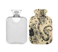 Ewusp Botella de agua caliente con funda, bolsa de agua caliente de 2 litros para aliviar el dolor de cuello, hombros, calambres menstruales, calentador de manos y pies, compresa caliente y terapia de