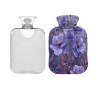 Ewusp Botella de agua caliente con tapa, bolsa de agua caliente de 2 litros para aliviar el dolor de cuello, hombros, calambres menstruales, calentador de manos y pies, compresa caliente y terapia de