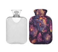 Ewusp Botella de agua caliente de calavera de cristal con funda, bolsa de agua caliente de 2 litros para aliviar el dolor de cuello, hombros, calambres menstruales, calentador de manos y pies,