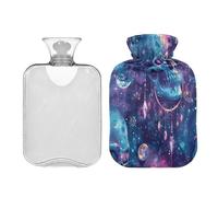 Ewusp Botella de agua caliente de calavera de cristal con funda, bolsa de agua caliente de 2 litros para aliviar el dolor de cuello, hombros, calambres menstruales, calentador de manos y pies,