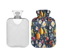 Ewusp Botella de agua caliente de frutas de verano con funda, bolsa de agua caliente de 1 litro para aliviar el dolor de cuello, hombros, calambres menstruales, calentador de manos y pies, compresa