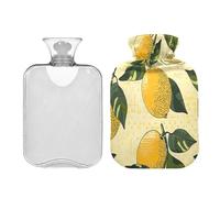 Ewusp Botella de agua caliente Summer Lemon con funda, bolsa de agua caliente de 1 litro para aliviar el dolor de cuello, hombros, calambres menstruales, calentador de pies de mano, compresa caliente