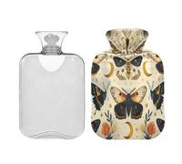 Ewusp Butterfly Moon - Botella de agua caliente con funda, bolsa de agua caliente de 2 litros para aliviar el dolor de cuello, hombros, calambres menstruales, calentador de pies de mano, compresa
