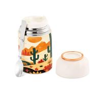 Ewusp Cactus Western - Termo de comida para adultos, 500 ml, acero inoxidable, doble pared, aislado al vacío, con cuchara plegable, sin BPA, recipiente de sopa a prueba de fugas