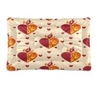 Ewusp Cama calmante de corazones de llama roja para mascotas pequeñas, medianas y grandes, lavable, colchón suave y acogedor para mascotas con parte inferior antideslizante, 60 x 46 x 4,5 cm