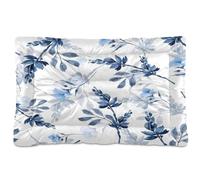 Ewusp Cama calmante de hojas azul marino para perros pequeños, medianos y grandes, lavable, colchón suave y acogedor, cama para mascotas con parte inferior antideslizante, 60 x 46 x 4,5 cm