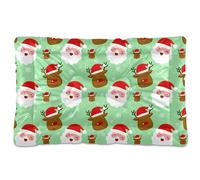 Ewusp Cama calmante para perros de Papá Noel y alce, para mascotas pequeñas, medianas y grandes, lavable, colchón suave y acogedor, cama para mascotas con parte inferior antideslizante, 91 x 60 x 6 cm